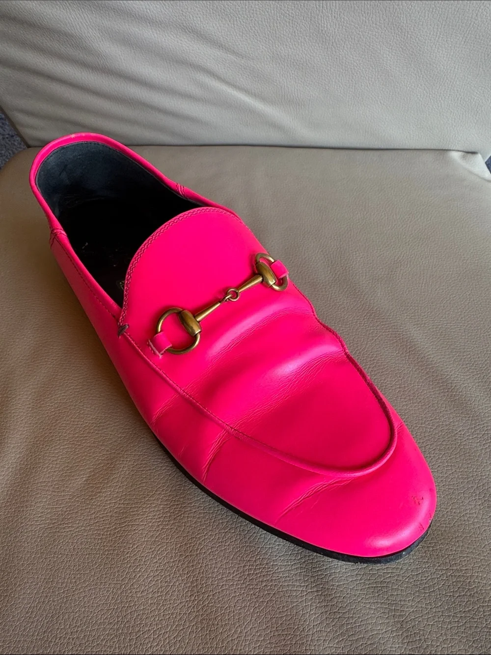 Gucci Women's Hot Pink Leather Horsebit Loafers